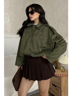 Prifaldi Zr Oversize Haki Süet Bomber Ceket