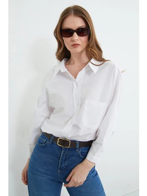 FullaModa Basic Tek Cepli Oversize Gömlek