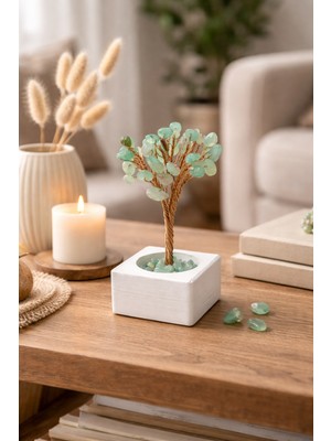 Hediyemio Aventurin Doğal Taş Enerji Ağacı – Şans Taşı Dekoratif Doğal Taş Ağaç (Pozitif Enerji & Bolluk Taşı)