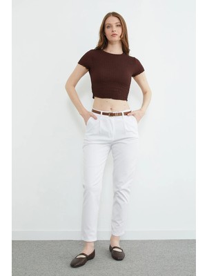 FullaModa Kemerli Cepli Gabardin Pantolon