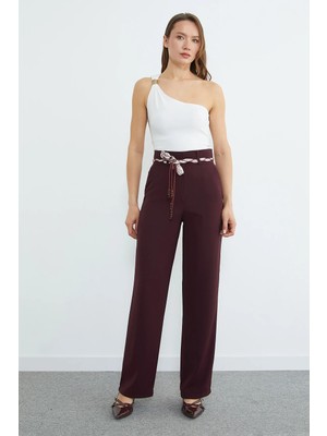 FullaModa Kemer Detaylı Yüksek Bel Palazzo Pantolon