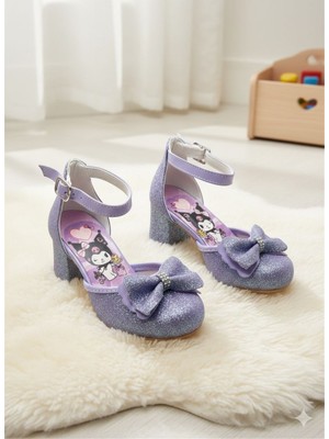 SGF Kids Mor Kromi Karakterli Topuklu Abiye Ayakabı