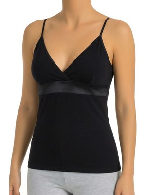 Öts Kadın Atlet Ip Askılı Saten Detaylı (%96 Pamuk - %4 Elastan)