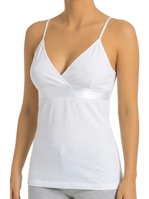 Öts Kadın Atlet Ip Askılı Saten Detaylı (%96 Pamuk - %4 Elastan)