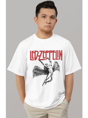 Sevbano Tasarım LED Zeppelin Rock Metal Müzik Grubu Baskılı Unisex Oversize Tişört