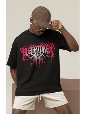 Sevbano Tasarım Sleep Token Rock Metal Müzik Grubu Baskılı Unisex Oversize Tişört