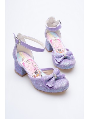 SGF Kids Mor Çizgi Karakterli Topuklu Abiye Ayalabı