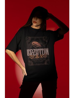 Sevbano Tasarım LED Zeppelin Rock Metal Müzik Grubu Baskılı Unisex Oversize Tişört