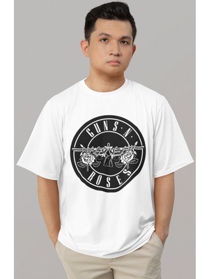 Sevbano Tasarım Guns 'n Roses Rock Metal Müzik Grubu Baskılı Unisex Oversize Tişört