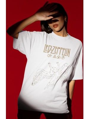 Sevbano Tasarım LED Zeppelin Rock Metal Müzik Grubu Baskılı Unisex Oversize Tişört