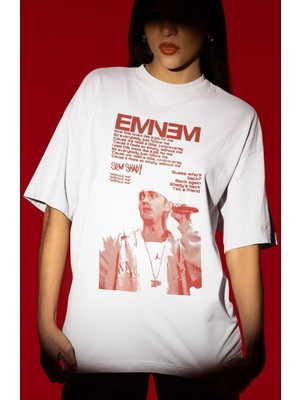 Sevbano Tasarım Eminem Rapper Şarkıcı Baskılı Unisex Oversize Tişört