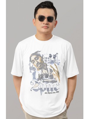 Sevbano Tasarım 2pac All Eyez On Me Tupac Rapper Şarkıcı Baskılı Unisex Oversize Tişört