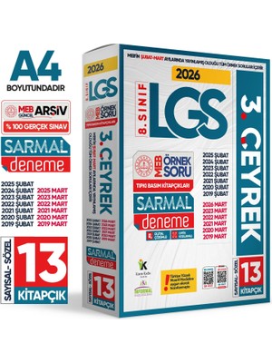 Karakutu Yayınları 2026 8.Sınıf LGS 3. ÇEYREK Şubat-Mart Ayı MEB Örnek Soru Tıpkı Basım Sarmal Deneme Paketi Çözümlü