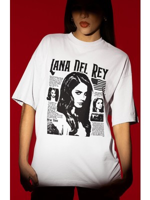 Sevbano Tasarım Lana Del Rey Şarkıcı Baskılı Unisex Oversize Tişört