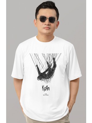 Sevbano Tasarım Korn Rock Metal Müzik Grubu Baskılı Unisex Oversize Tişört