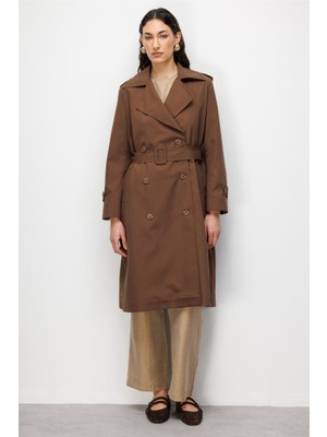 Mizalle Kahverengi Klasik Trençkot