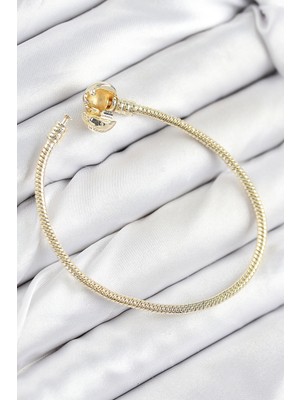 Moresun Buğz Pirinç Charm Topcuk Model Gold Renk Kadın Bileklik - Buğz