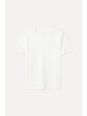 Mudo Kadın Kırık Beyaz Bisiklet Yaka T-Shirt