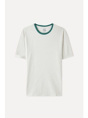 Biyeli Loose Fit Bisiklet Yaka T-Shırt