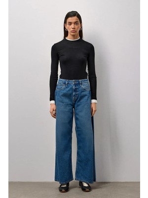 Molene Açık Mavi Yüksek Bel Wide Leg Jean