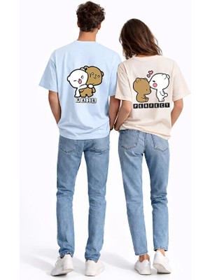 Nevermind Sevgili Kombini Perfect Pair Ayıcık Baskılı Çift Tişört Oversize Unisex Partner Kombin Seti