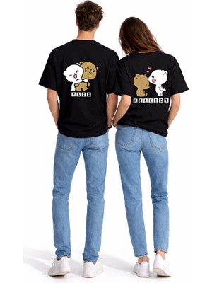 Nevermind Sevgili Kombini Perfect Pair Ayıcık Baskılı Çift Tişört Oversize Unisex Partner Kombin Seti