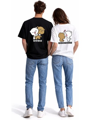 Nevermind Sevgili Kombini Perfect Pair Ayıcık Baskılı Çift Tişört Oversize Unisex Partner Kombin Seti