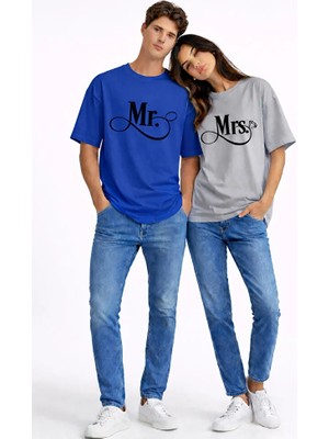 Nevermind Sevgili Kombini Robot Baskılı Çift Tişört Oversize Unisex Partner Kombin Seti