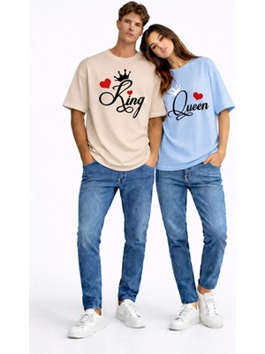Nevermind King Queen Sevgili Kombini Çift Tişört Matching Couple Oversize Unisex Partner Kombin Seti