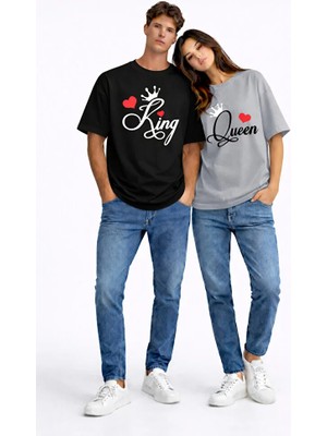 Nevermind King Queen Sevgili Kombini Çift Tişört Matching Couple Oversize Unisex Partner Kombin Seti