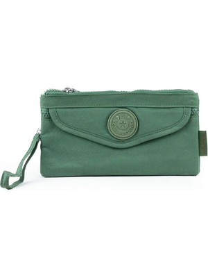 İmaks Krinkıl / Klinkır Su Geçirmez 4 Fermuar Patlı Omuz Askılı Telefon Taşıma El Çantası Cüzdan Yeşil 1115F