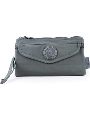 İmaks Krinkıl/klinkır Su Geçirmez 4 Fermuarlı Patlı Omuz Askılı Telefon Taşıma El Çantası Cüzdan Gri 1115F