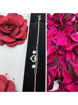 Victoria 925 Ayar Gümüş Kalp Detaylı Zincir Bileklik