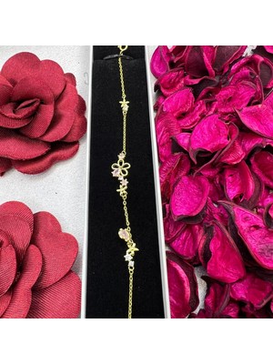 Victoria 925 Ayar Gümüş Çiçek ve Kelebek Figürlü Bileklik – Altın Kaplama