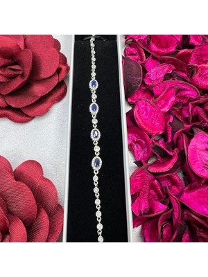 Victoria 925 Ayar Gümüş Safir Renk Taşlı Bileklik