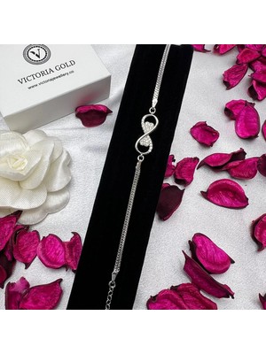 Victoria 925 Ayar Gümüş Sonsuzluk Figürlü Kadın Bileklik – Zirkon Taşlı Zarif Tasarım