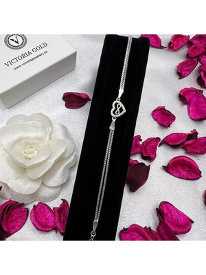 Victoria 925 Ayar Gümüş Sonsuzluk ve Kalp Figürlü Kadın Bileklik – Zirkon Taşlı Zarif Tasarım