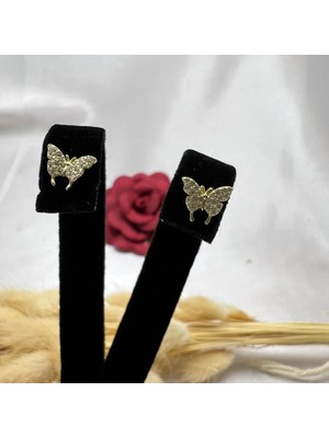 Victoria 925 Ayar Gümüş Taşlı Kelebek Küpe – Zarif ve Işıltılı Minimal Tasarım