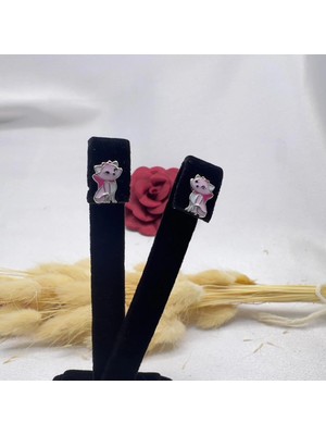 Victoria 925 Ayar Gümüş Mineli Sevimli Kedi Küpe – Çocuk ve Gençler Için Tatlı Tasarım