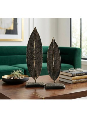 Mirsa Global 2 Li Dekoratif Kaideli Yaprak Gold