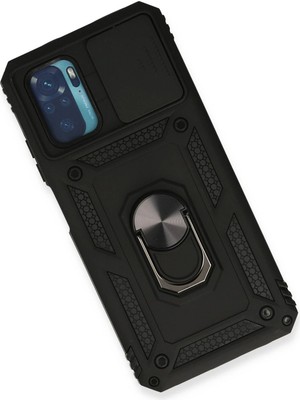 Store Mania Ieg™  Xiamoı Redmi Note 10 Kılıf Pars Lens Yüzüklü Silikon - Siyah