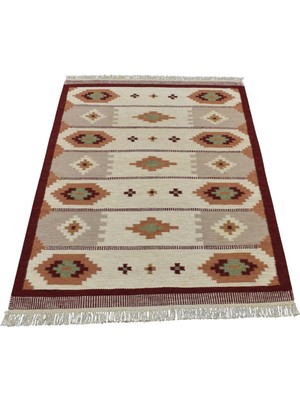 Zehra Abla Halı Yeni El Dokuma Modern Tasarım Geometrik Yün Kilim 7050