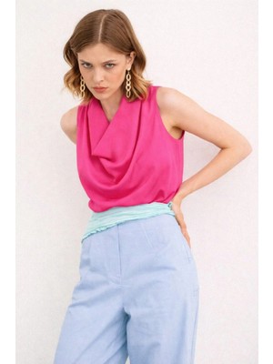 Zelish My Sister Edalya Nar Çiçeği Avril Degaje Yaka Bluz