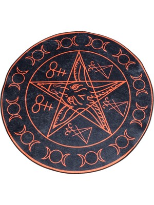 Zehra Abla Halı Yeni Lüks Dekoratif Pentegram Tasarım Digital Baskı Makine Halısı 7136