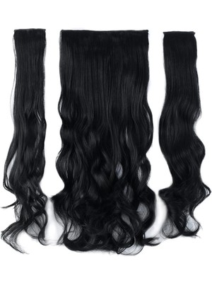 Kaia Life Fiber Sen Dalgalı Yarım Ay + 2 Yan Çıt Çıt / Siyah