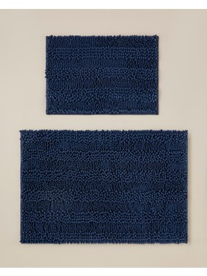 English Home Big And Tiny Kaydırmaz Taban Banyo Paspası Seti 60X90 + 40X60 cm Mavi