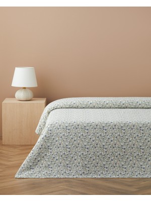 English Home Botanica Baskılı Pamuklu Çift Kişilik Pike 200X220 cm Mavi