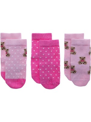 Hellobaby Kız Bebek 3lü Soket Çorap Ayı Baskılı