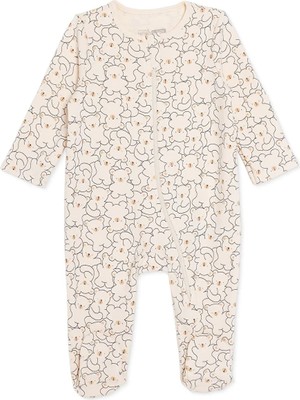 Hellobaby Erkek Bebek Tulum Ayı Baskılı Fermuarlı Bisiklet Yaka Uzun Kol Patikli