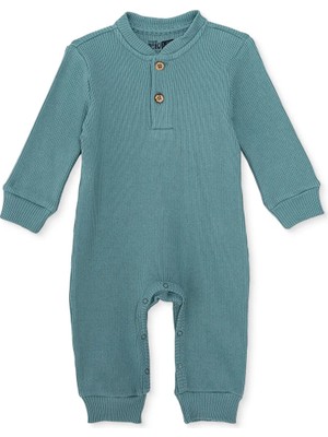 Hellobaby Erkek Bebek Tulum Çiçek Baskılı Çıtçıtlı Bisiklet Yaka Uzun Kol Patikli